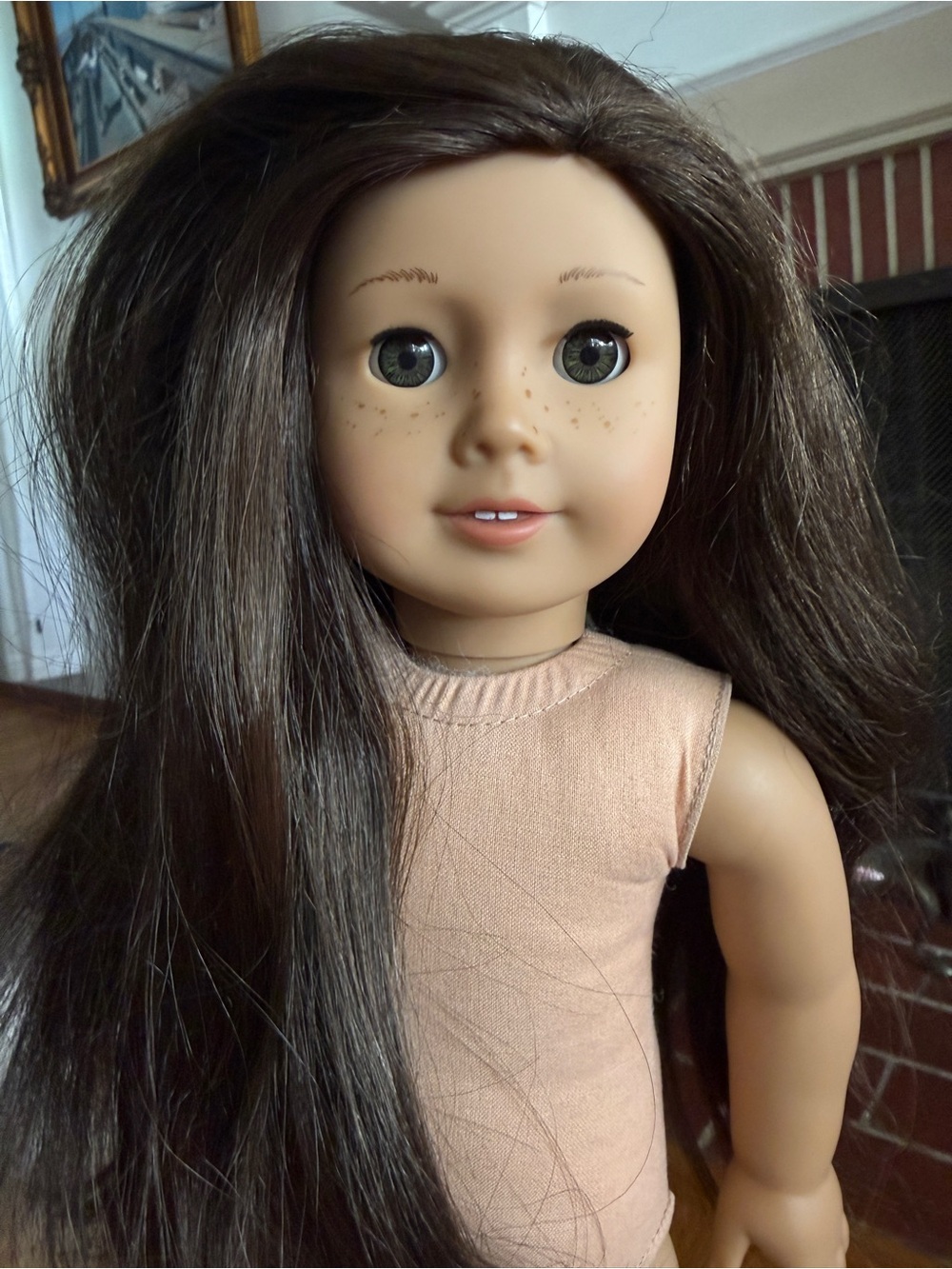 American Girl doll with freckles